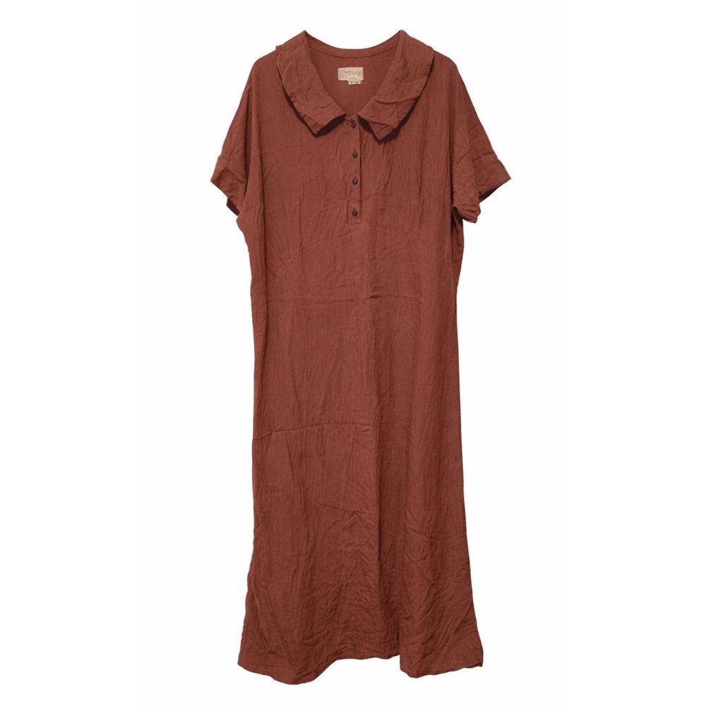 Vintage 80s R-Clan by Jeanne Eingelhart Checkered Rayon Rust Shirt Dress, Sz L